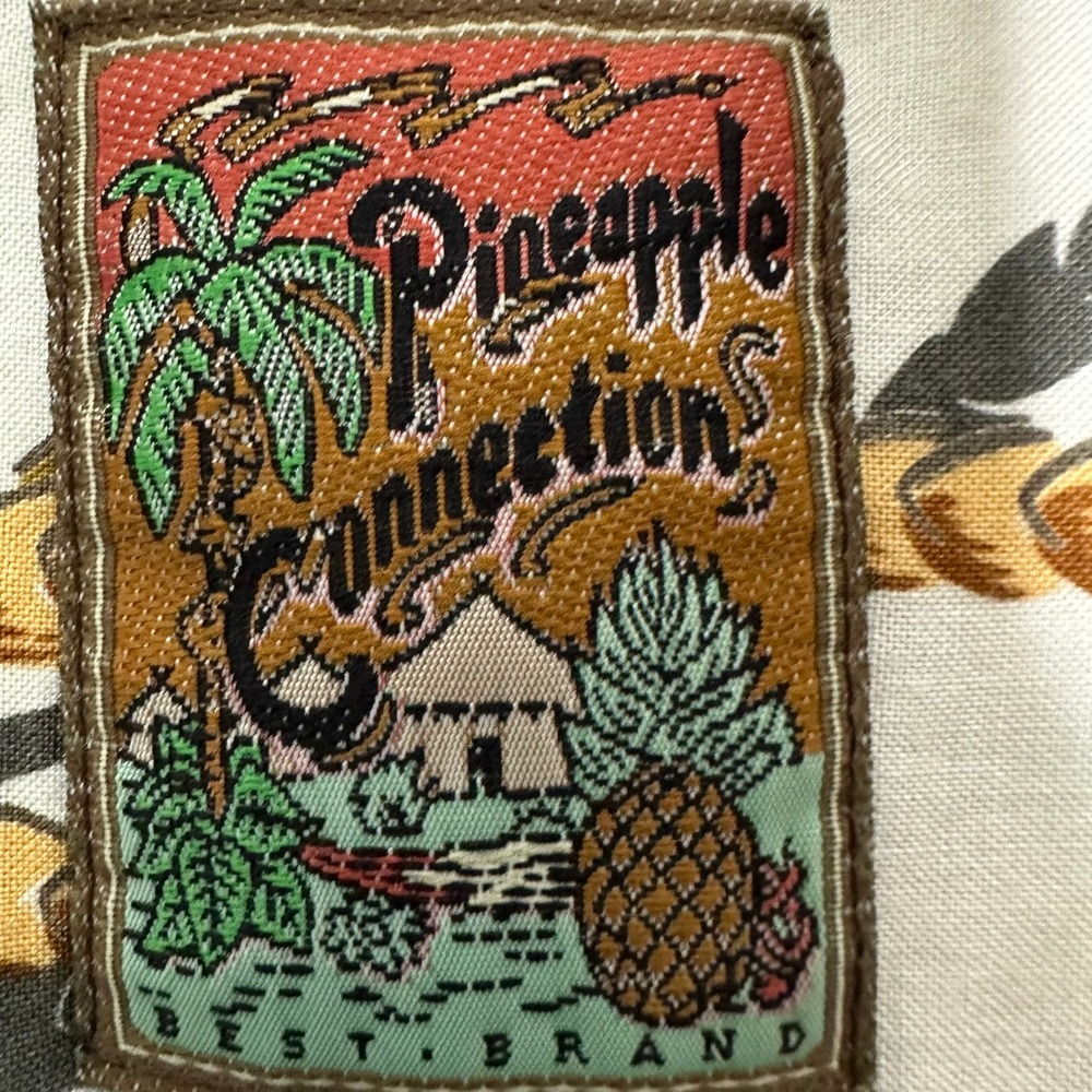 Pineapple Connection Mens Large Hawaiian Shirt Rayon Tropical Pineapple Hibiscus - Picture 5 of 6